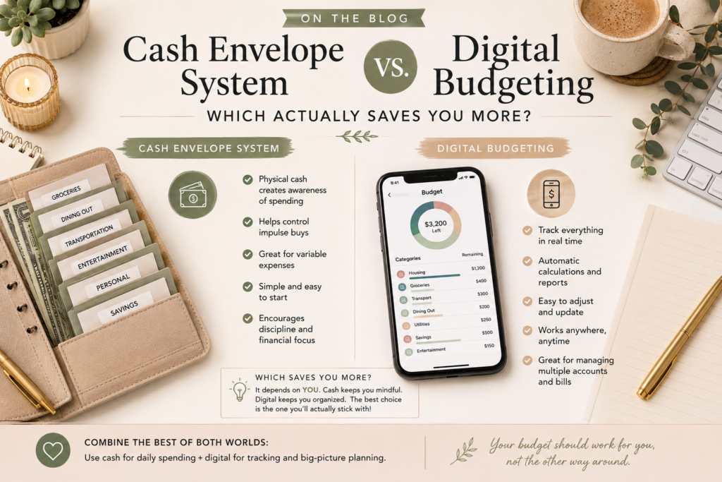 cash envelope system vs digital budgeting