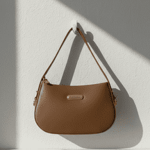 minimalist half moon shoulder bag with gold hardware