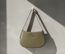 minimalist half moon shoulder bag with gold hardware