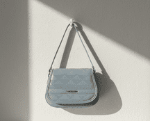 classic quilted flap shoulder bags – available in grey, pink & blue