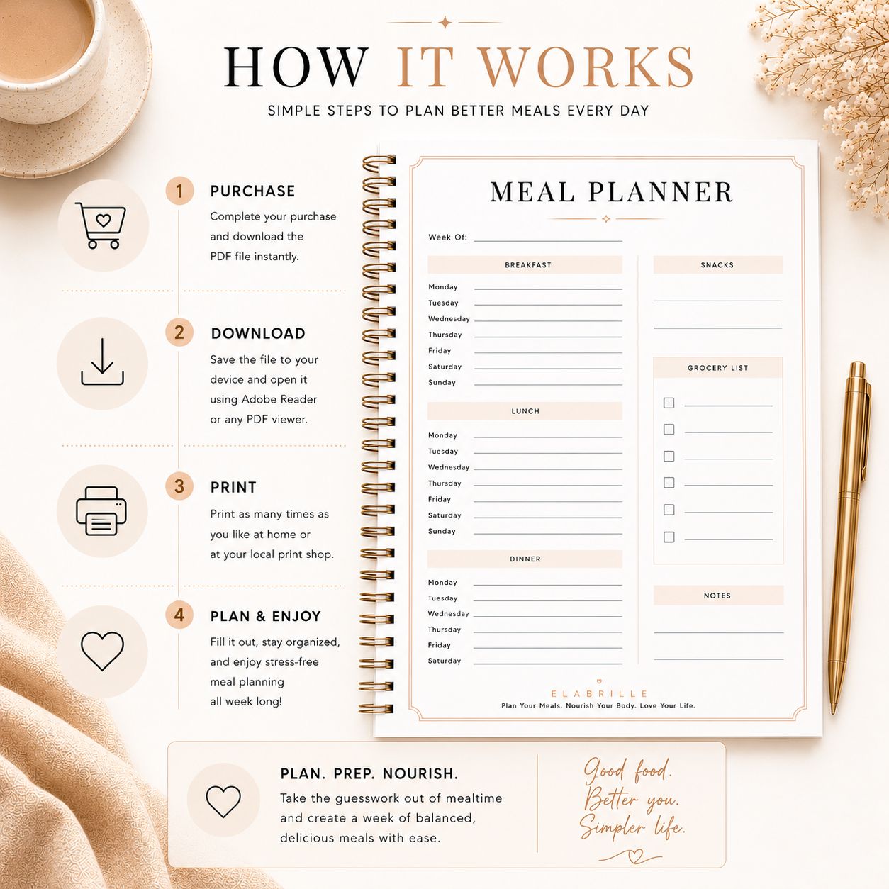 Minimal Meal Planner Printable PDF