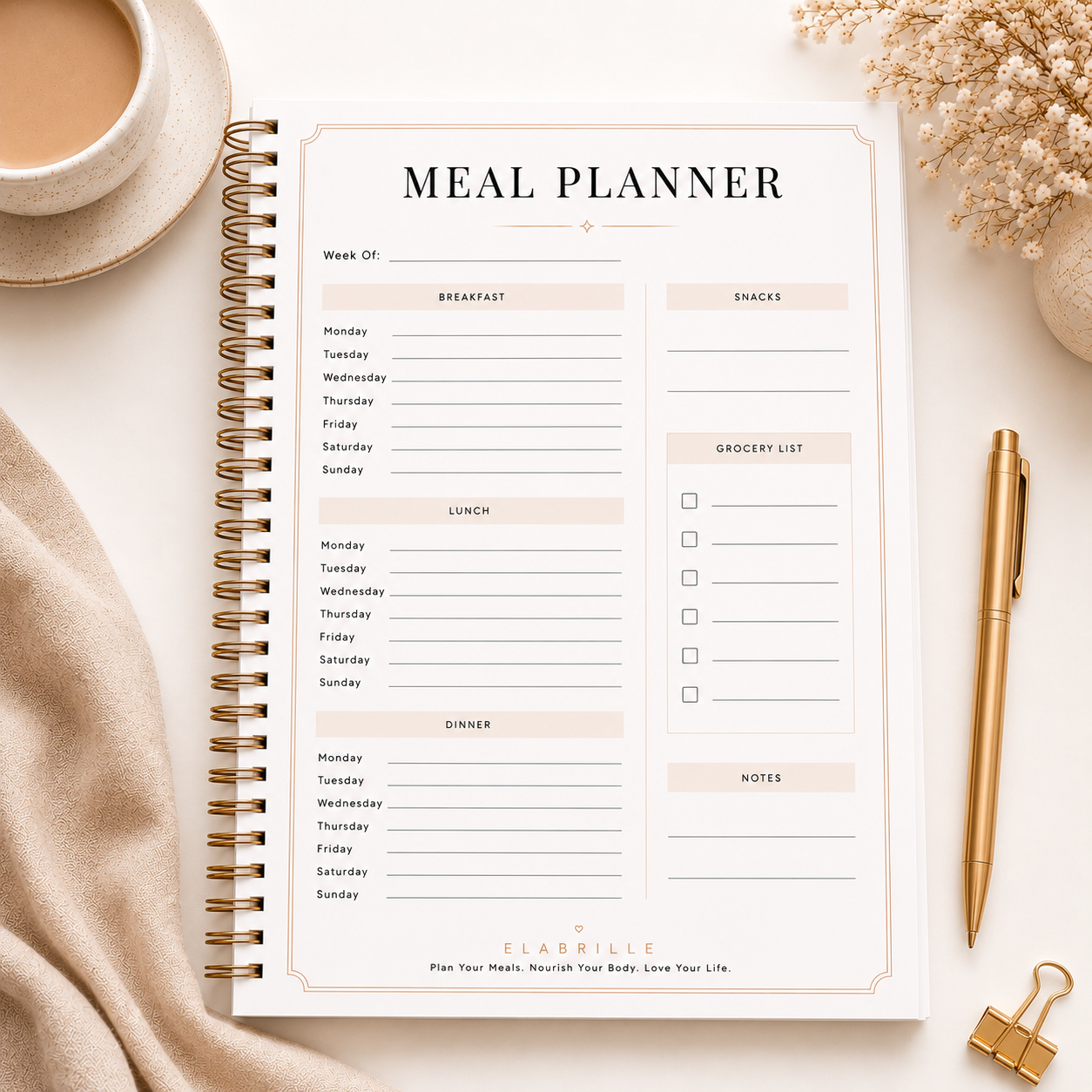 Minimal Meal Planner Printable PDF