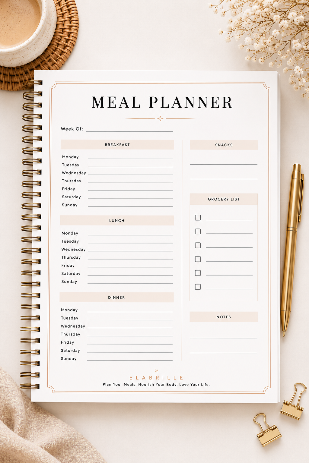 Minimal Meal Planner Printable PDF