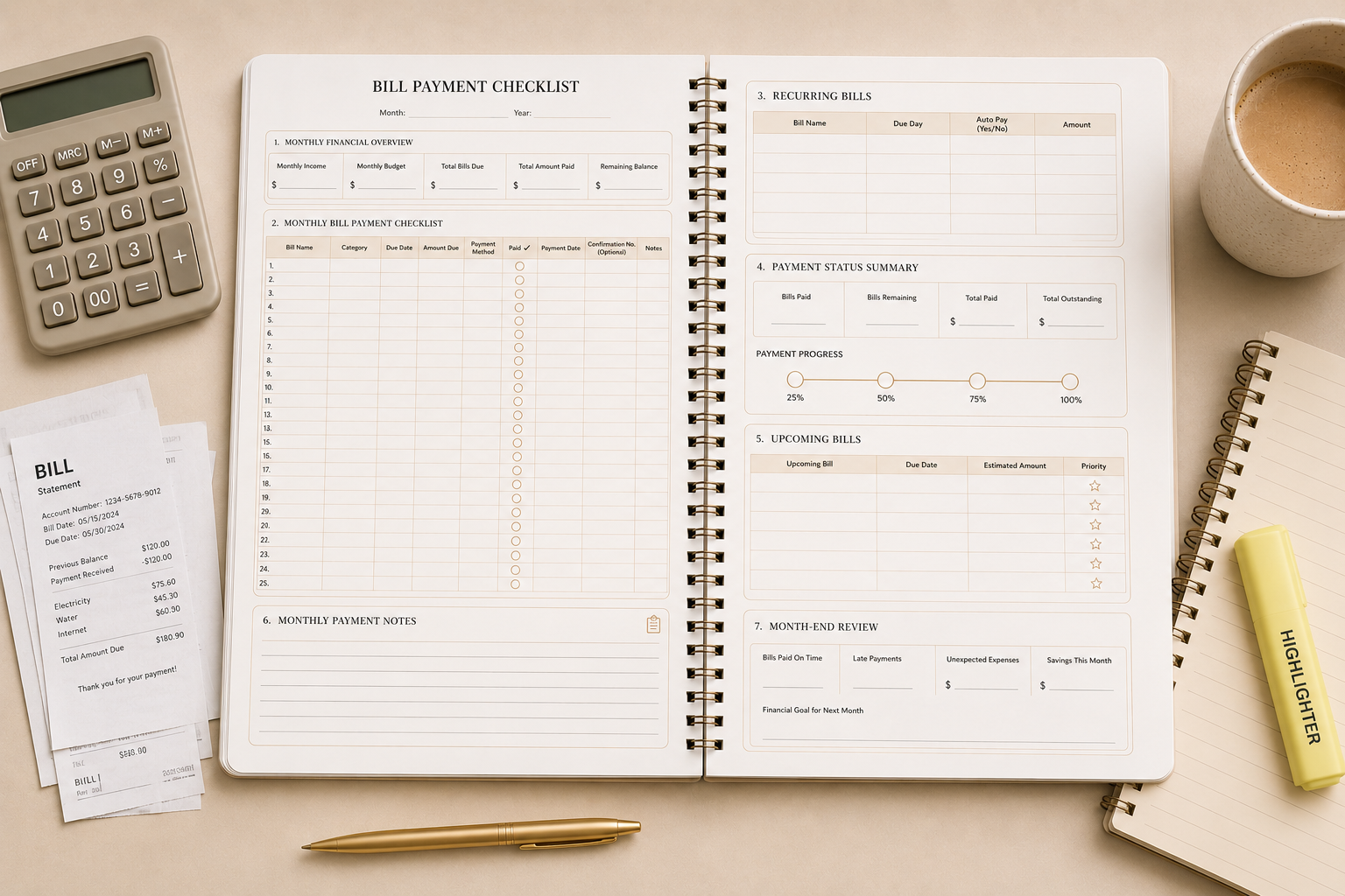 Bill Payment Checklist Printable