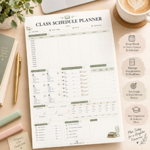 Class Schedule Planner Printable | Weekly Timetable & Academic Organizer PDF