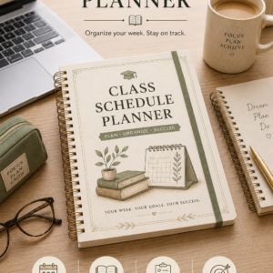 Class Schedule Planner Printable | Weekly Timetable & Academic Organizer PDF