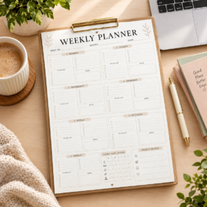 Weekly Planner Printable | Weekly Schedule, Goals & Review Planner PDF