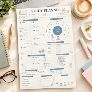 Study Planner Printable | Daily & Weekly Study Schedule, Assignment & Exam Tracker PDF