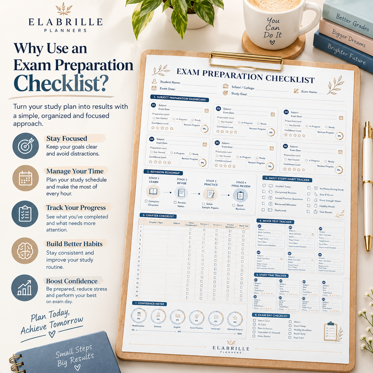 Exam Preparation Checklist Printable Subject Revision & Exam Study Planner PDF