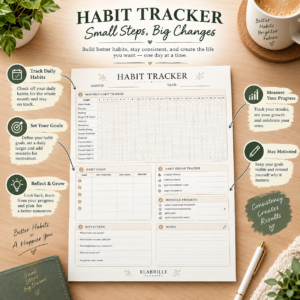 Habit Tracker Printable | Monthly Habit Tracker & Daily Routine Planner PDF
