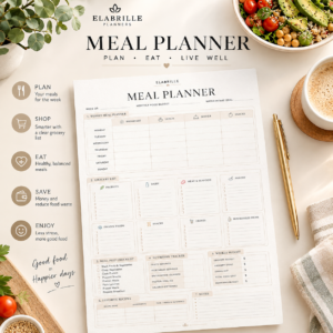 Meal Planner Printable | Weekly Meal Plan & Grocery List PDF