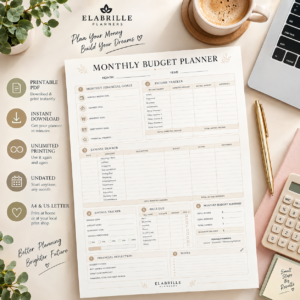 Monthly Budget Planner Printable | Income, Expenses & Savings Tracker PDF