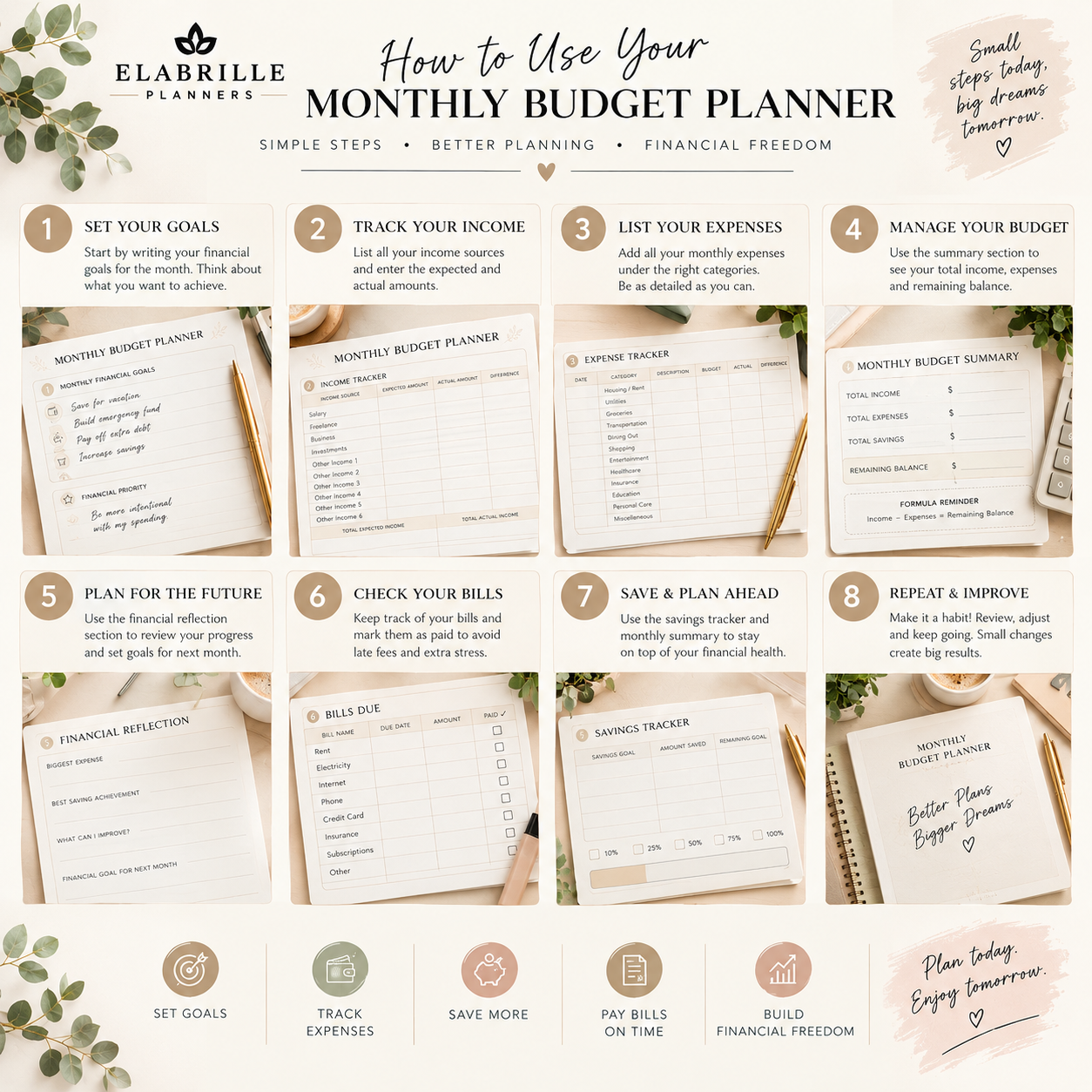 Monthly Budget Planner Printable | Income, Expenses & Savings Tracker PDF