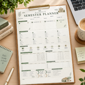 Semester Planner Printable | Academic Semester Organizer, Course & Goal Tracker PDF