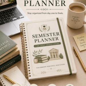 Semester Planner Printable | Academic Semester Organizer, Course & Goal Tracker PDF