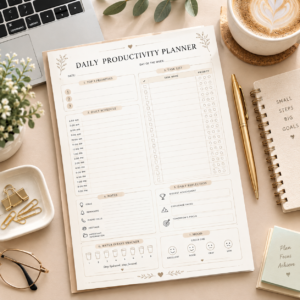 Daily Productivity Planner Printable | Daily Task Planner, Schedule & Priority Organizer PDF