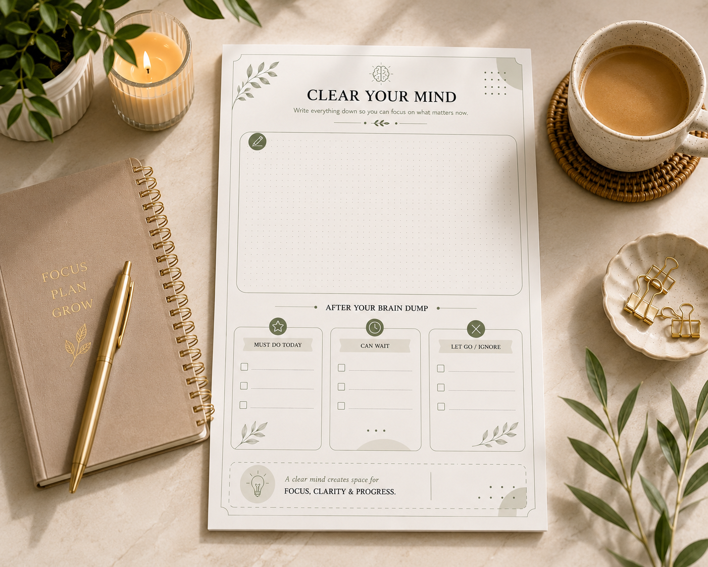 Brain Dump, Brain Dump Printable, Brain Dump Worksheet, Brain Dump Planner, Brain Dump PDF, Clear Your Mind, Clear Mind Worksheet, Thought Dump, Thought Organizer, Mind Dump, Productivity Printable, Productivity Worksheet, Focus Worksheet, Task Organizer, Task Prioritization, Daily Planner, Printable PDF, Productivity Planner, Organization Printable, Elabrille