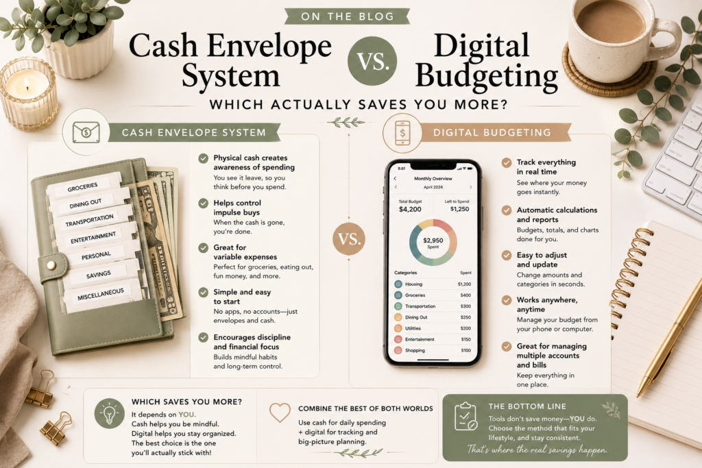 cash envelope system vs digital budgeting