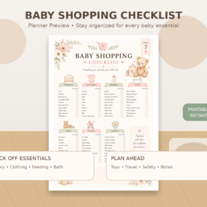 Baby Shopping Checklist Printable Newborn Essentials & Baby Registry List