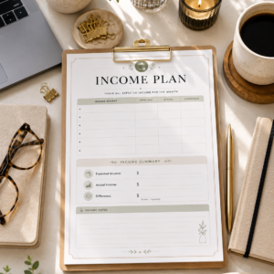 Income Planner, Income Planner Printable, Income Tracker, Income Tracker Printable, Monthly Income, Income Worksheet, Income Planning, Expected Income, Actual Income, Budget Planner, Finance Printable, Personal Finance, Money Management, Financial Planning, Monthly Finance, Income Tracking, Freelancer Finance, Side Hustle Income, Printable PDF, Elabrille