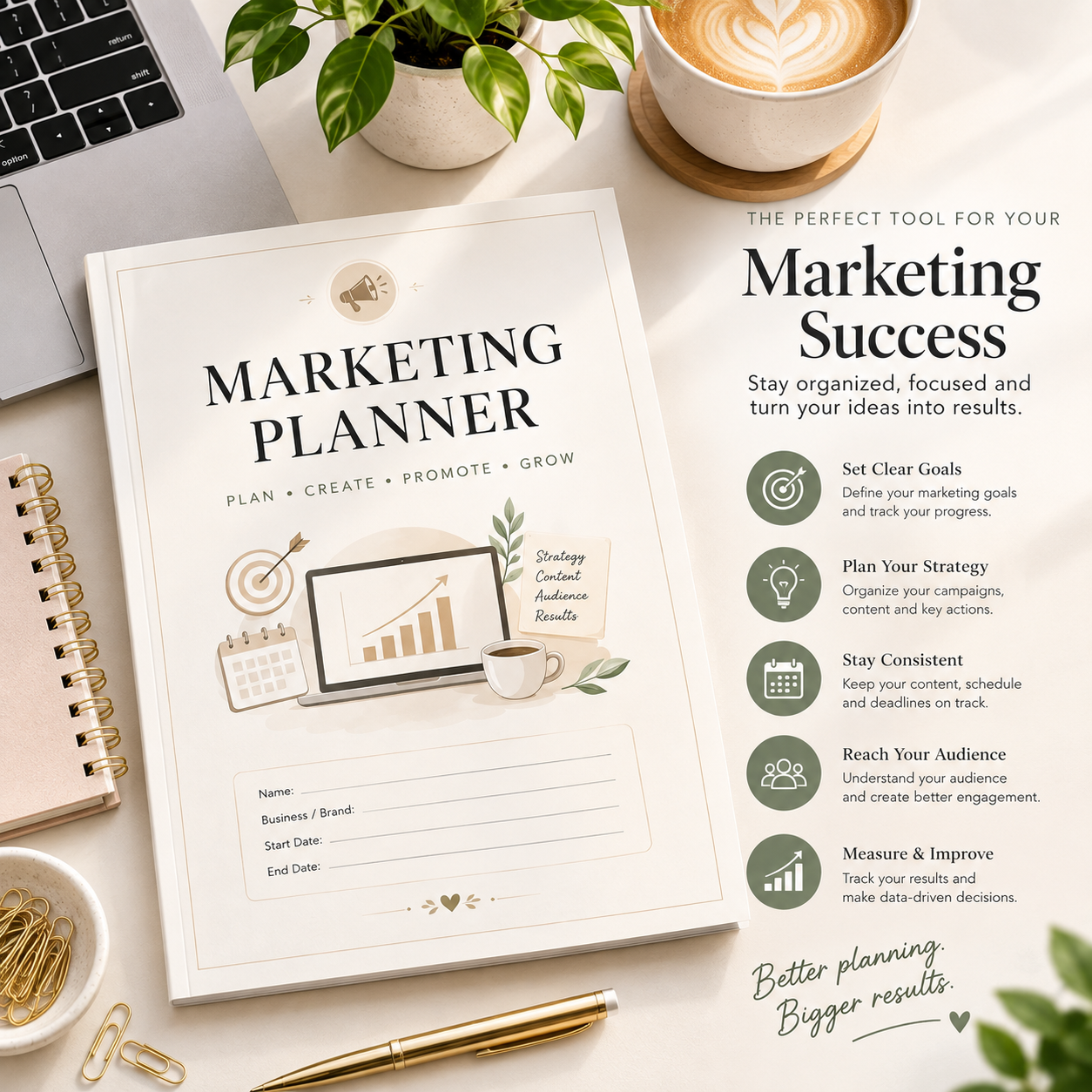 Marketing Planner Printable Monthly Marketing Strategy & Campaign Planner