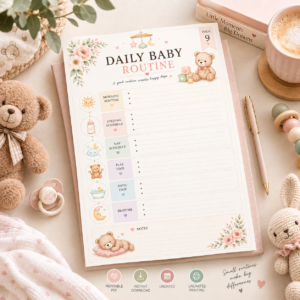 Printable Daily Baby Routine Tracker | Infant Schedule & Care Log Sheet (PDF)