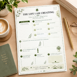 Printable "The Life I Am Creating" Planner | Life Vision Board & Mindful Reflection Worksheet