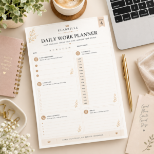 printable daily planner, daily work planner, hourly schedule printable, work productivity template, daily to do list pdf, time blocking planner, elabrille planner, planner page insert, instant download planner, office day planner